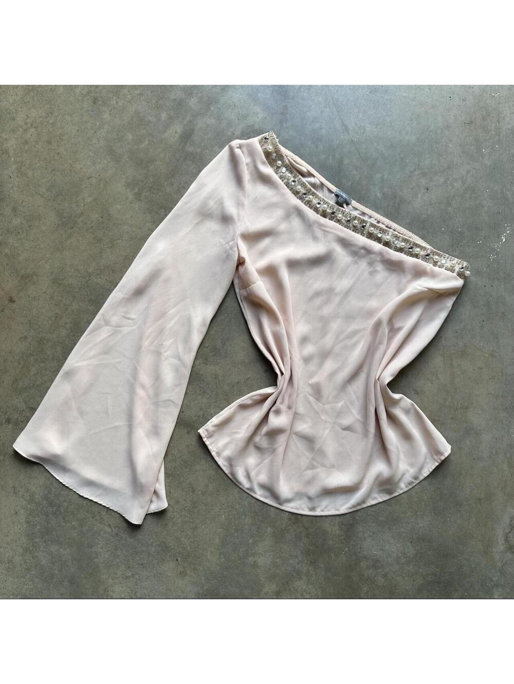 Charlotte Russe pink off the shoulder blouse with pearl detailing,